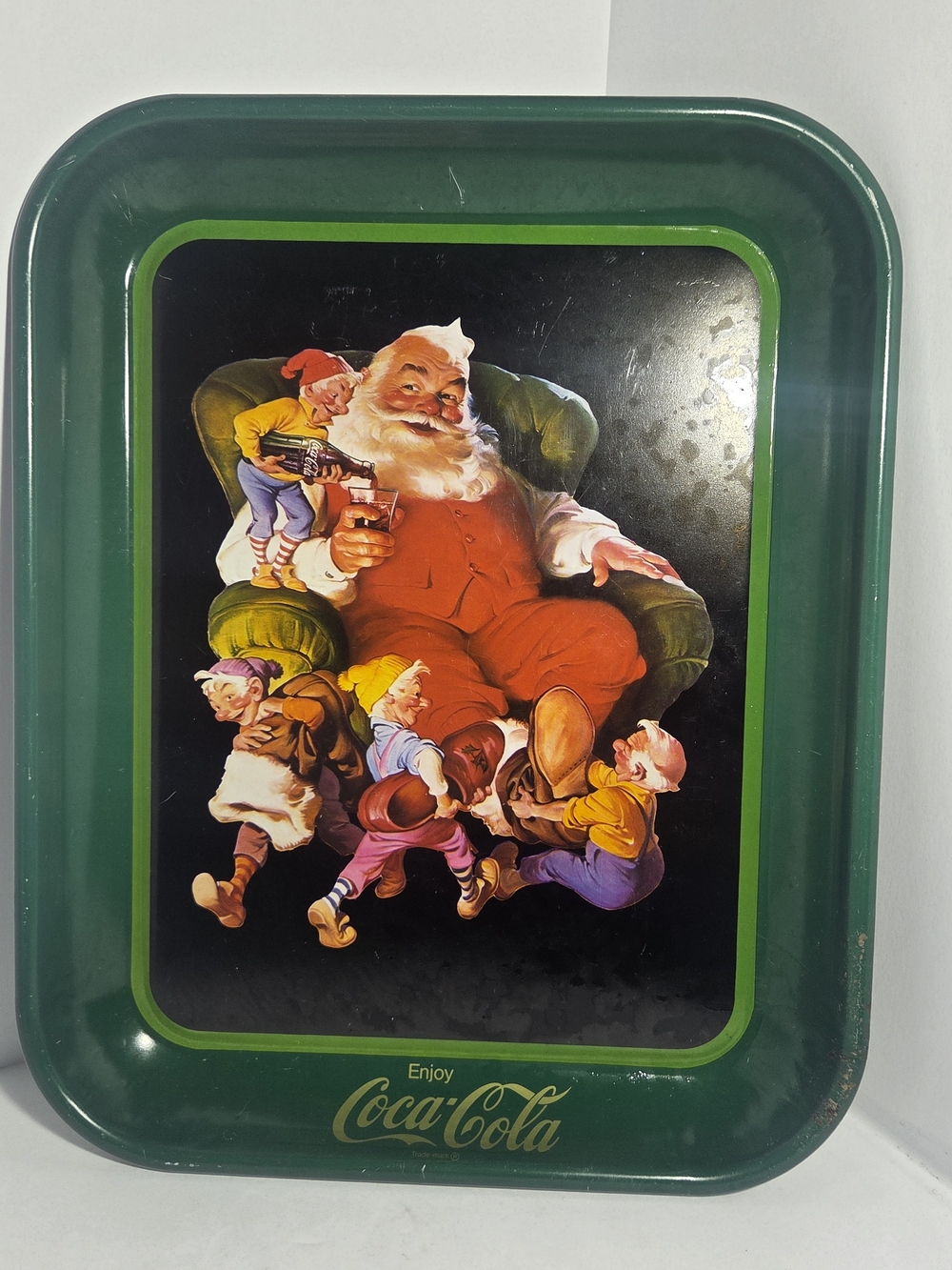​Vintage 1982 Coca-Cola Santa Claus Metal Serving Tray - Haddon Sundblom Art